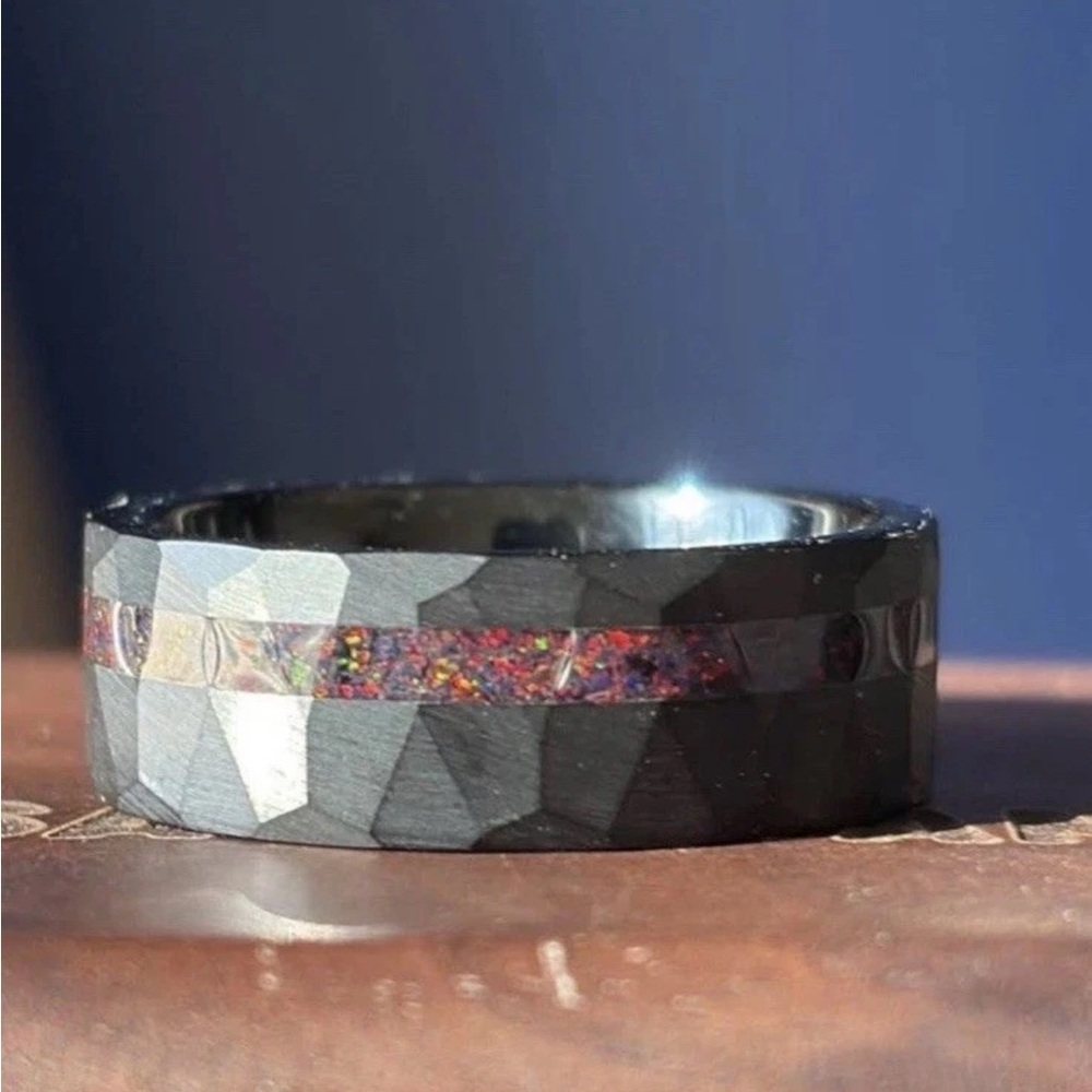 SAGA BANDS SIZE 10 Men’s Ring w/ silicone band & wood ring box ENGRAVED